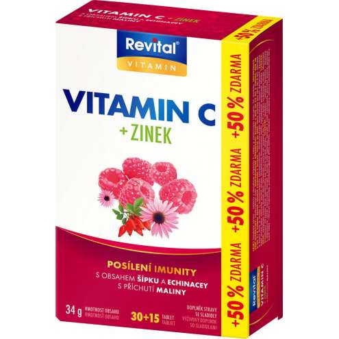 Revital Vitamin C + zinek+echinacea+šípek 45 tablet